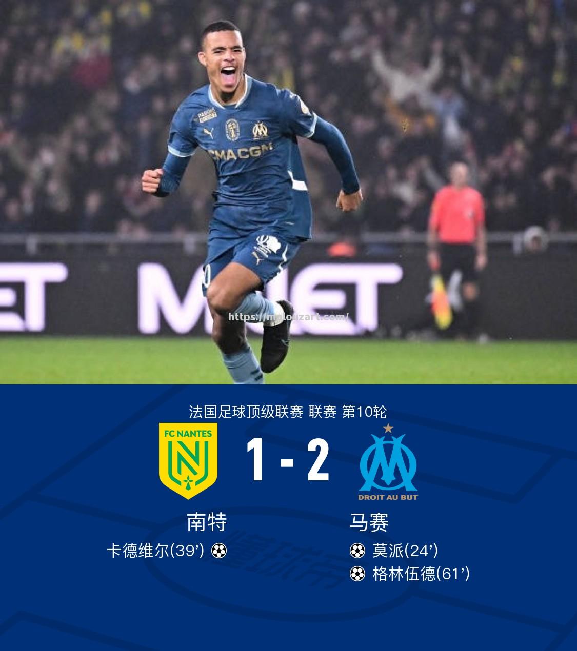 马赛连续不败，稳居联赛中游